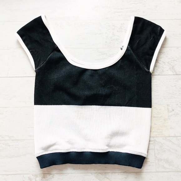 Free People Cropped Black and White Tank Top - Picture 2 of 5